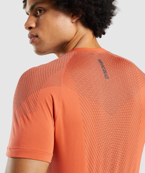 Camiseta Sem Costura Gymshark Apex Mamão Laranja-ônix Cinza