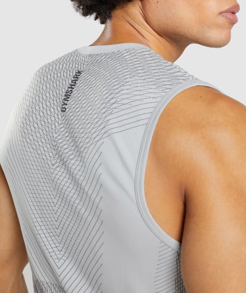 Tanque Sem Costura Gymshark Apex Cinza Claro-ônix Cinza