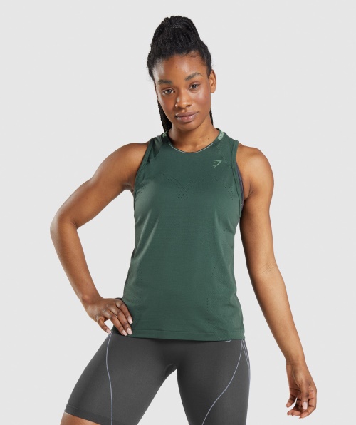 Gymshark Apex Tanque Sem Costura Obsidiana Verde-pepino Verde