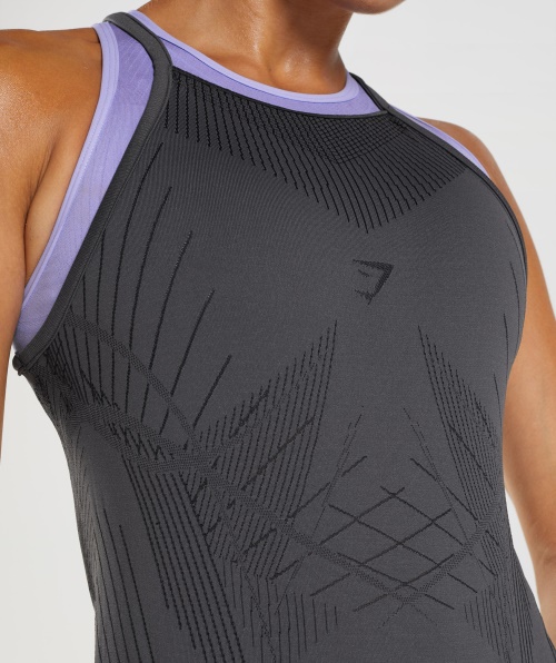 Gymshark Apex Tanque Feminino Sem Costura ônix Cinza-preto