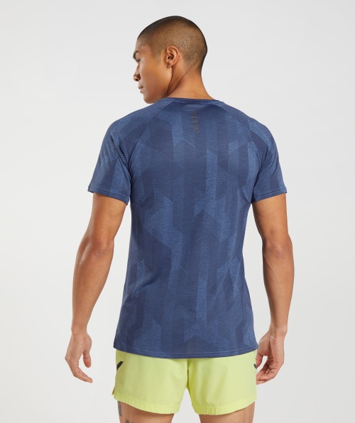 Camiseta Gymshark Apex ônix Cinza Quadra Azul