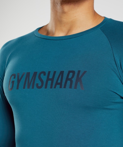 Camiseta De Manga Longa Apollo Gymshark Azul Atlântico
