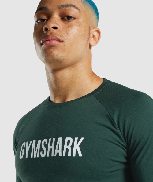 Camiseta Gymshark Apollo Manga Longa Verde Escuro