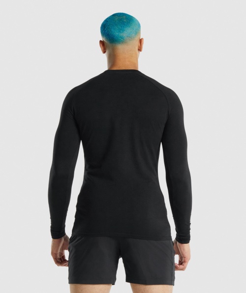 Camiseta Masculina Gymshark Apollo Manga Longa Preta