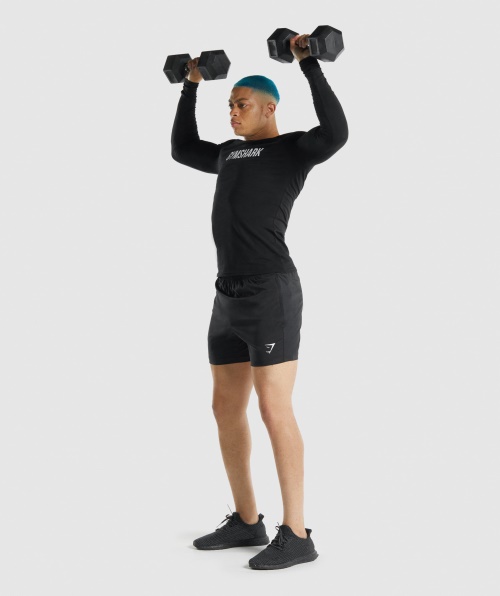 Camiseta Masculina Gymshark Apollo Manga Longa Preta