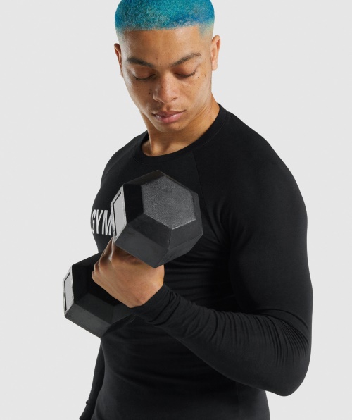 Camiseta Masculina Gymshark Apollo Manga Longa Preta