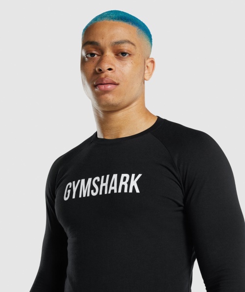 Camiseta Masculina Gymshark Apollo Manga Longa Preta