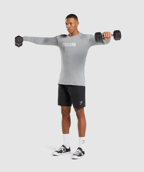 Gymshark Apollo Camiseta Manga Longa Masculina Cinza Esfumado