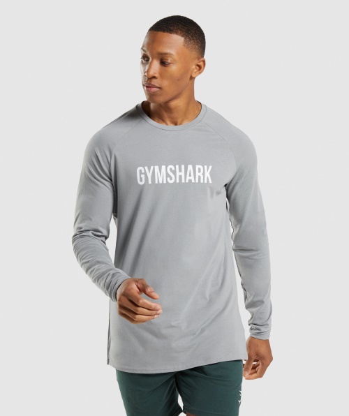 Camiseta Gymshark Apollo Manga Longa Cinza Esfumado