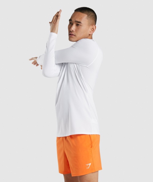 Camiseta De Manga Comprida Com Estampa De Chegada Gymshark Branca