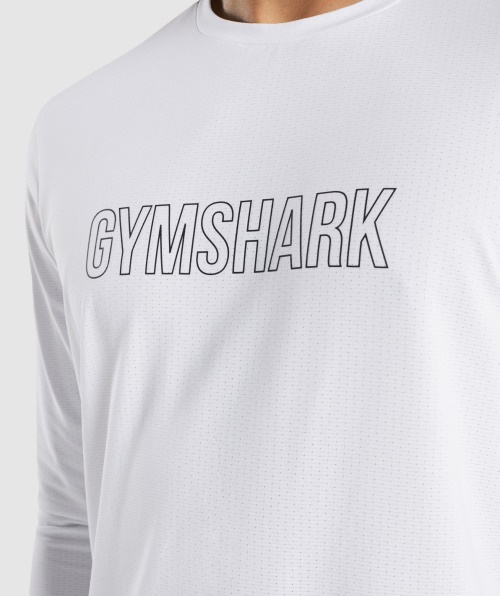 Camiseta De Manga Comprida Com Estampa De Chegada Gymshark Branca