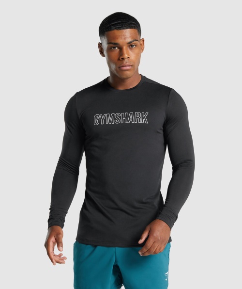 Camiseta Com Estampa De Manga Longa Gymshark Preta