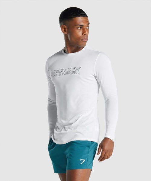Camiseta Com Estampa De Manga Longa Gymshark Branca