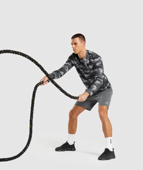 Gymshark Chegada Camiseta Manga Longa Estampa Cinza