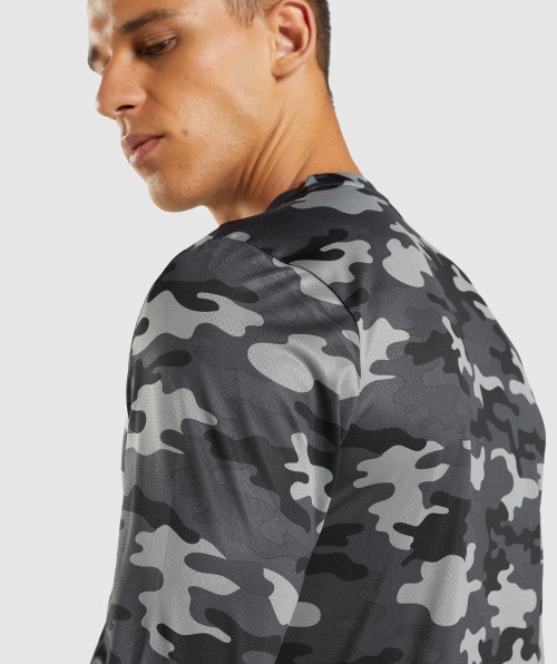 Gymshark Chegada Camiseta Manga Longa Estampa Cinza