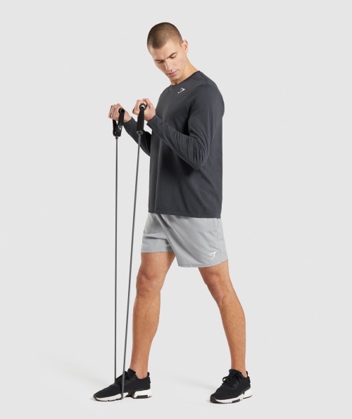 Camiseta De Manga Longa Sem Costura De Chegada Gymshark Black Marl