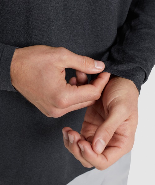 Camiseta De Manga Longa Sem Costura De Chegada Gymshark Black Marl