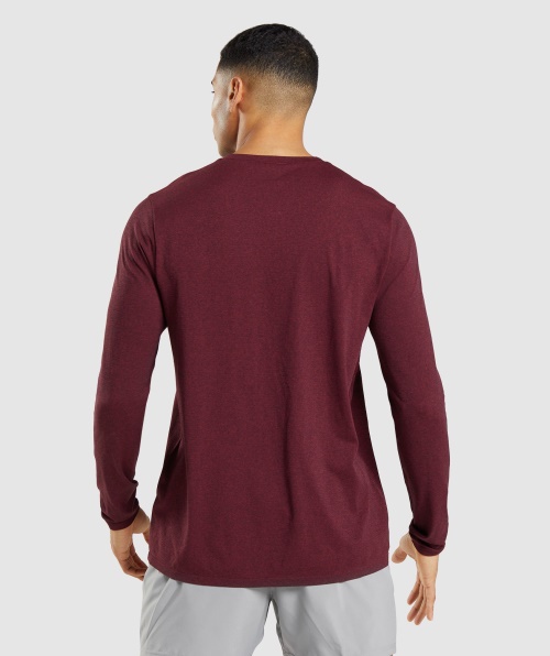 Camiseta De Manga Longa Sem Costura De Chegada Do Gymshark Bordô Marl Vermelho