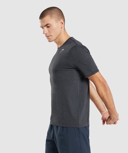 Camiseta Sem Costura De Chegada Do Gymshark Black Marl