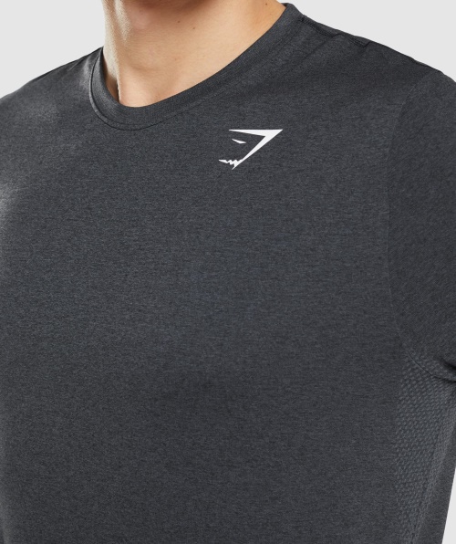 Camiseta Sem Costura De Chegada Do Gymshark Black Marl