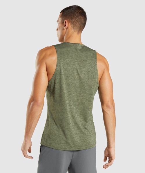 Gymshark Chegada Slim Marl Tank Core Olive-Olive Marl