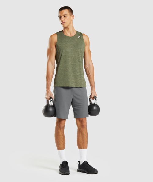 Gymshark Chegada Slim Marl Tank Core Olive-Olive Marl