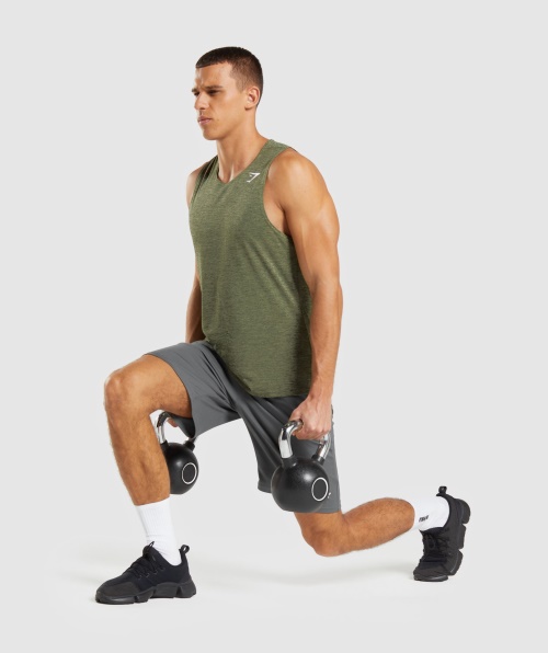 Gymshark Chegada Slim Marl Tank Core Olive-Olive Marl