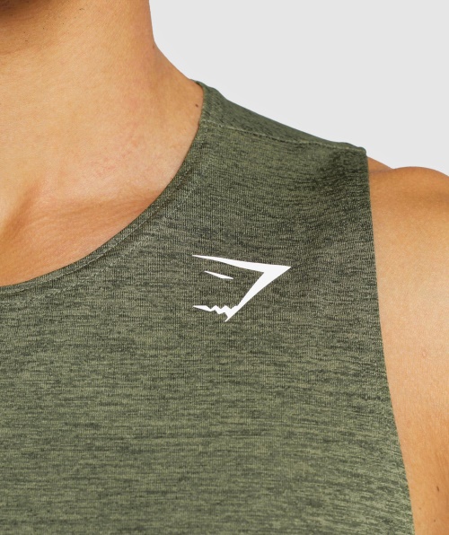 Gymshark Chegada Slim Marl Tank Core Olive-Olive Marl