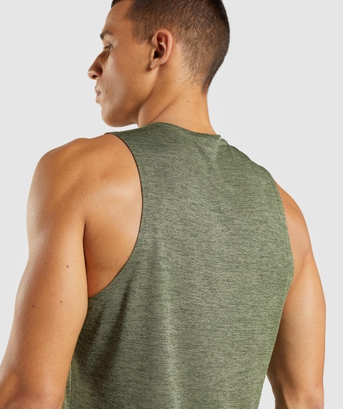 Gymshark Chegada Slim Marl Tank Core Olive-Olive Marl