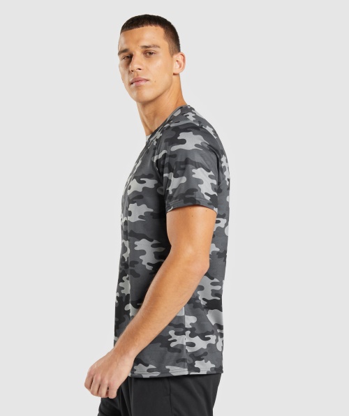Camiseta De Chegada Gymshark Masculina Estampa Cinza