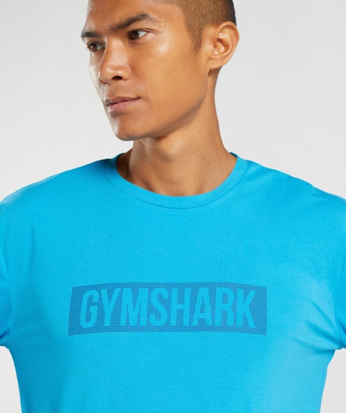 Camiseta De Manga Longa Do Bloco Gymshark Azul Tubarão