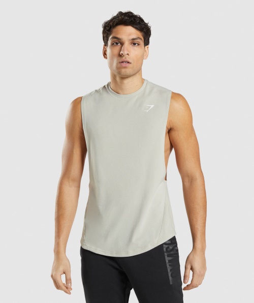 Gymshark Negrito Drop Arm Tanque Seixo Cinza
