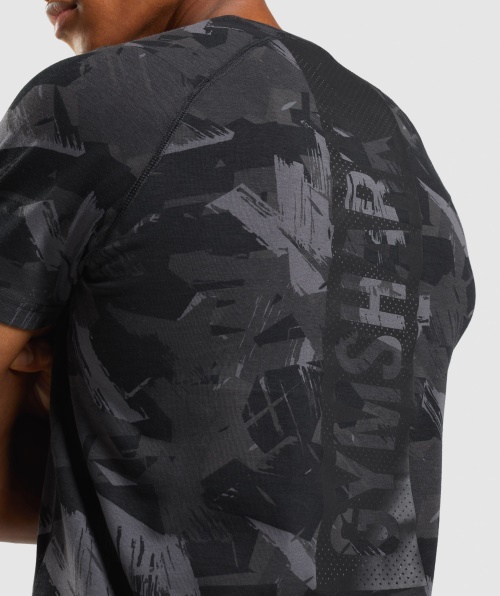 Gymshark T-shirt Ousada Masculina Estampa Cinza