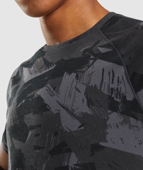 Gymshark T-shirt Ousada Masculina Estampa Cinza