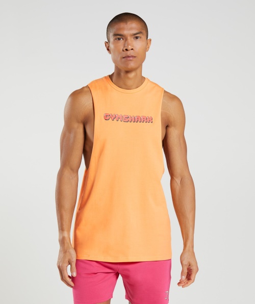 Gymshark Bubble Print Tanque De Braço Caído Damasco Laranja