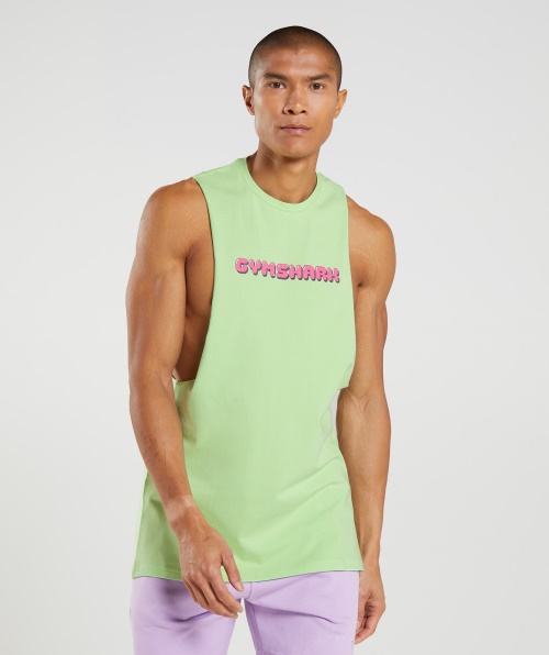 Gymshark Bubble Print Drop Arm Tank Bali Green