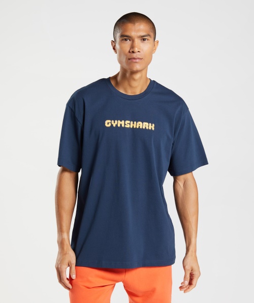 Gymshark Camiseta Oversized Com Estampa De Bolhas Navy