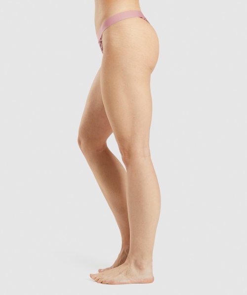 Gymshark Algodão Tanga Cintura Alta Alice Rosa