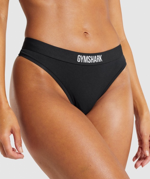 Tanga De Algodão Gymshark Preta