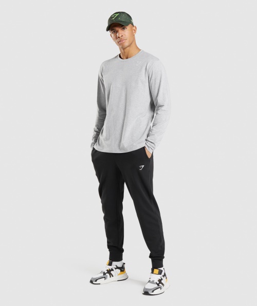 Camiseta Gymshark Crest Manga Longa Cinza Claro Core Marl