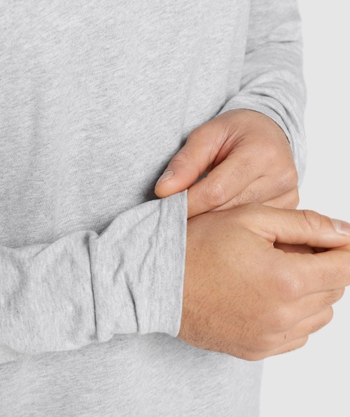 Camiseta Gymshark Crest Manga Longa Cinza Claro Core Marl