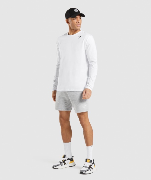 Camiseta Branca De Manga Longa Com Crista Gymshark