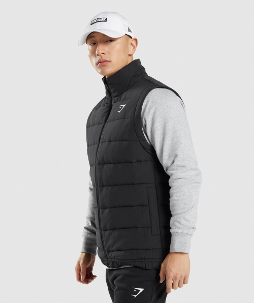 Colete Acolchoado Com Crista Gymshark Preto