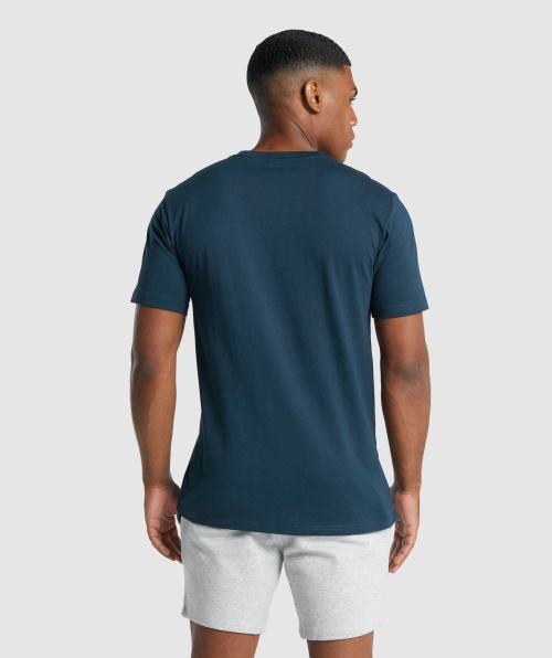 Camiseta Com Escudo Do Gymshark Marinho