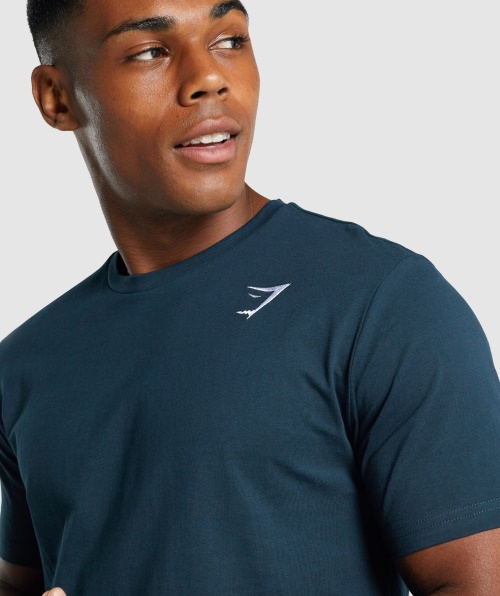 Camiseta Com Escudo Do Gymshark Marinho