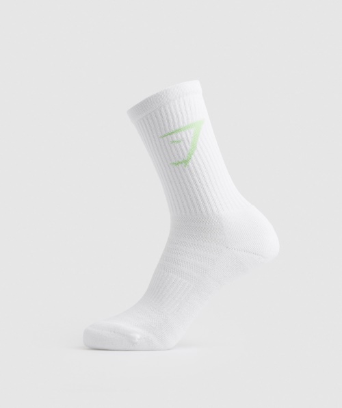 Meias Coloridas Gymshark Crew 3pk Brancas