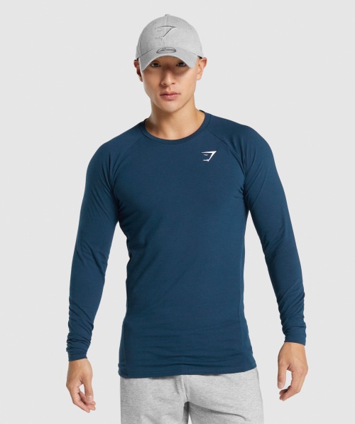 Camiseta Gymshark Critical 2.0 Manga Longa Azul Marinho