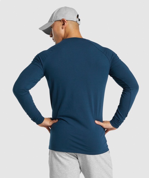 Camiseta Gymshark Critical 2.0 Manga Longa Azul Marinho