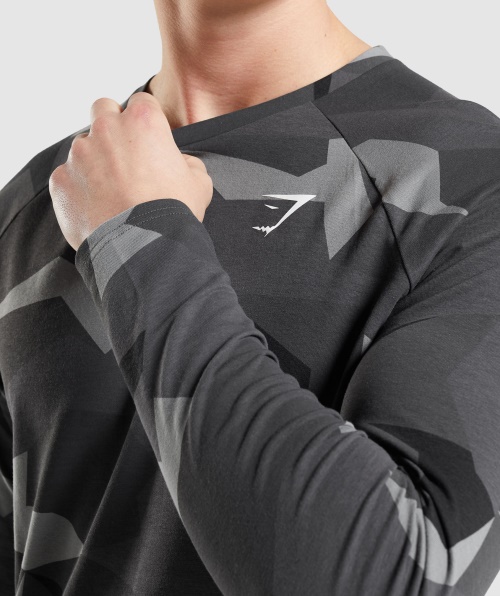 Camiseta Gymshark Critical Manga Longa Com Estampa Preta