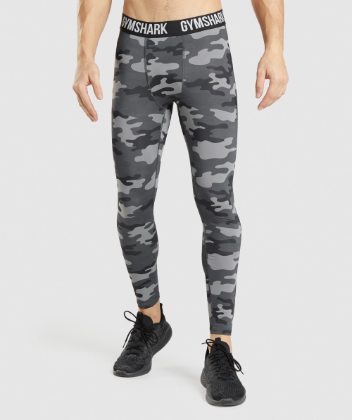 Leggings De Camada De Base De Elemento Gymshark Estampa Cinza